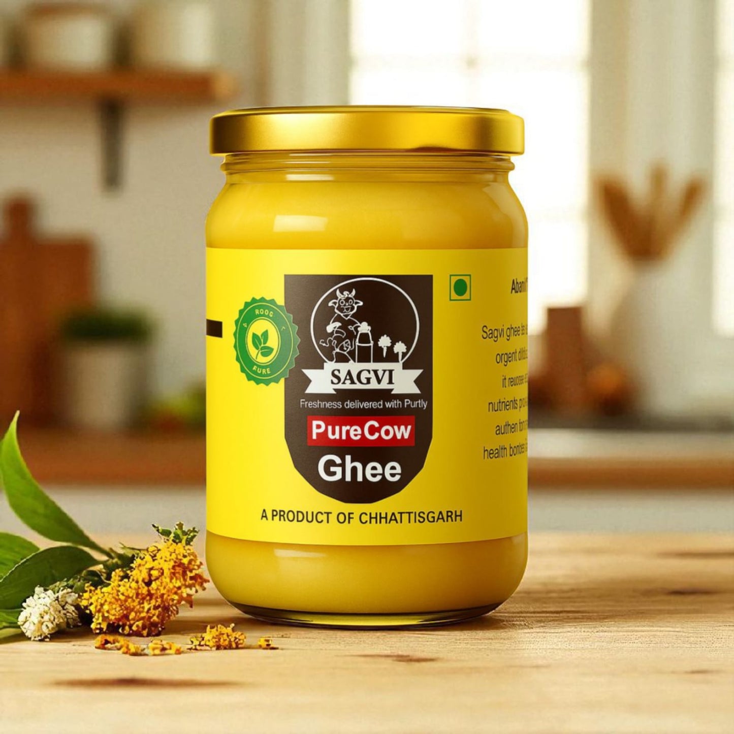 Sagvi Bilona Ghee – 100% Nutrition, Pure Cow Milk - 5 Litre