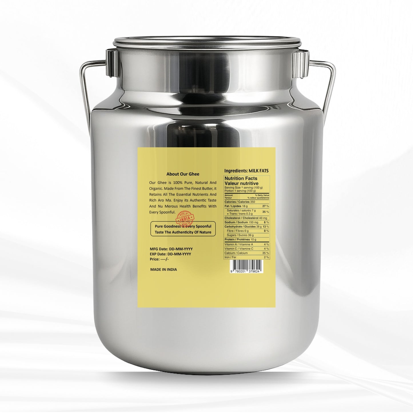 Sagvi Bilona Ghee – 100% Nutrition, Pure Cow Milk - 5 Litre